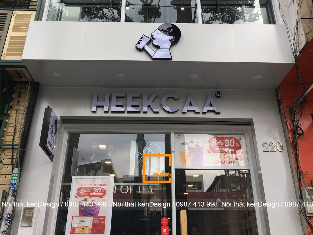 thi công quán trà sữa Heekca