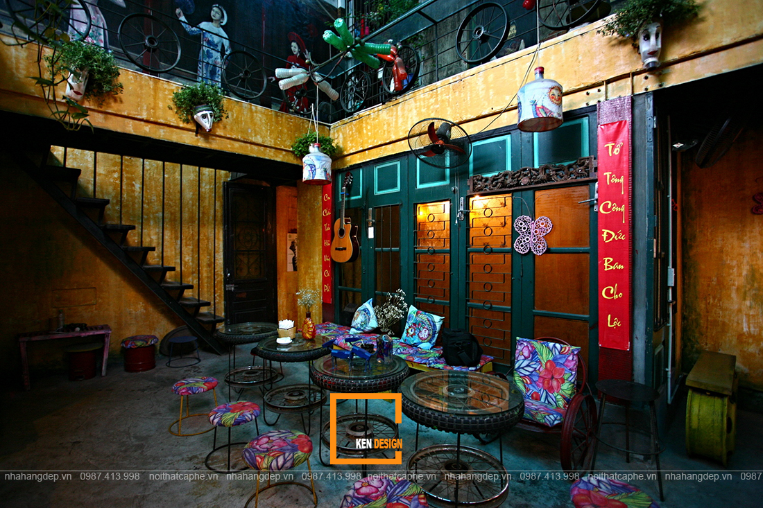 ý tưởng thiết kế quán cafe tái chế