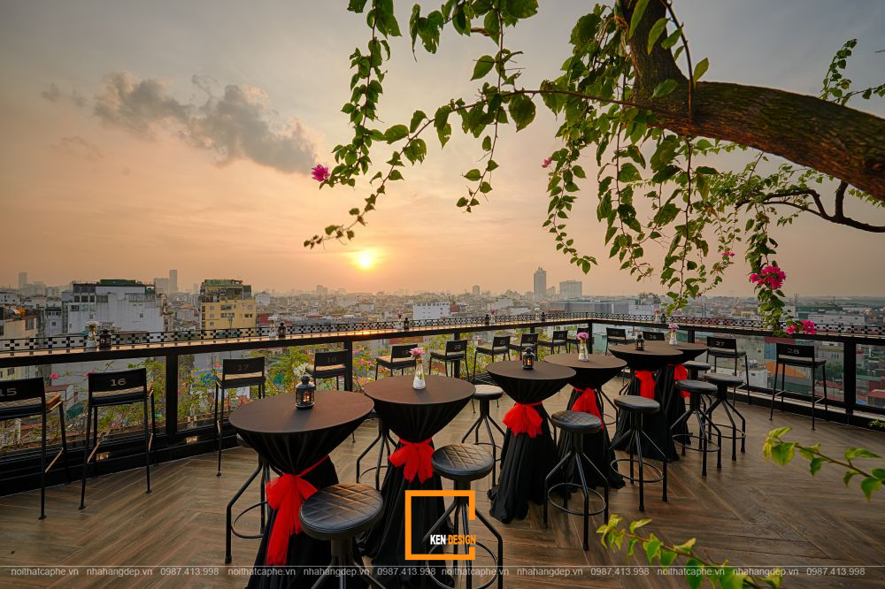 thiết kế quán bar rooftop