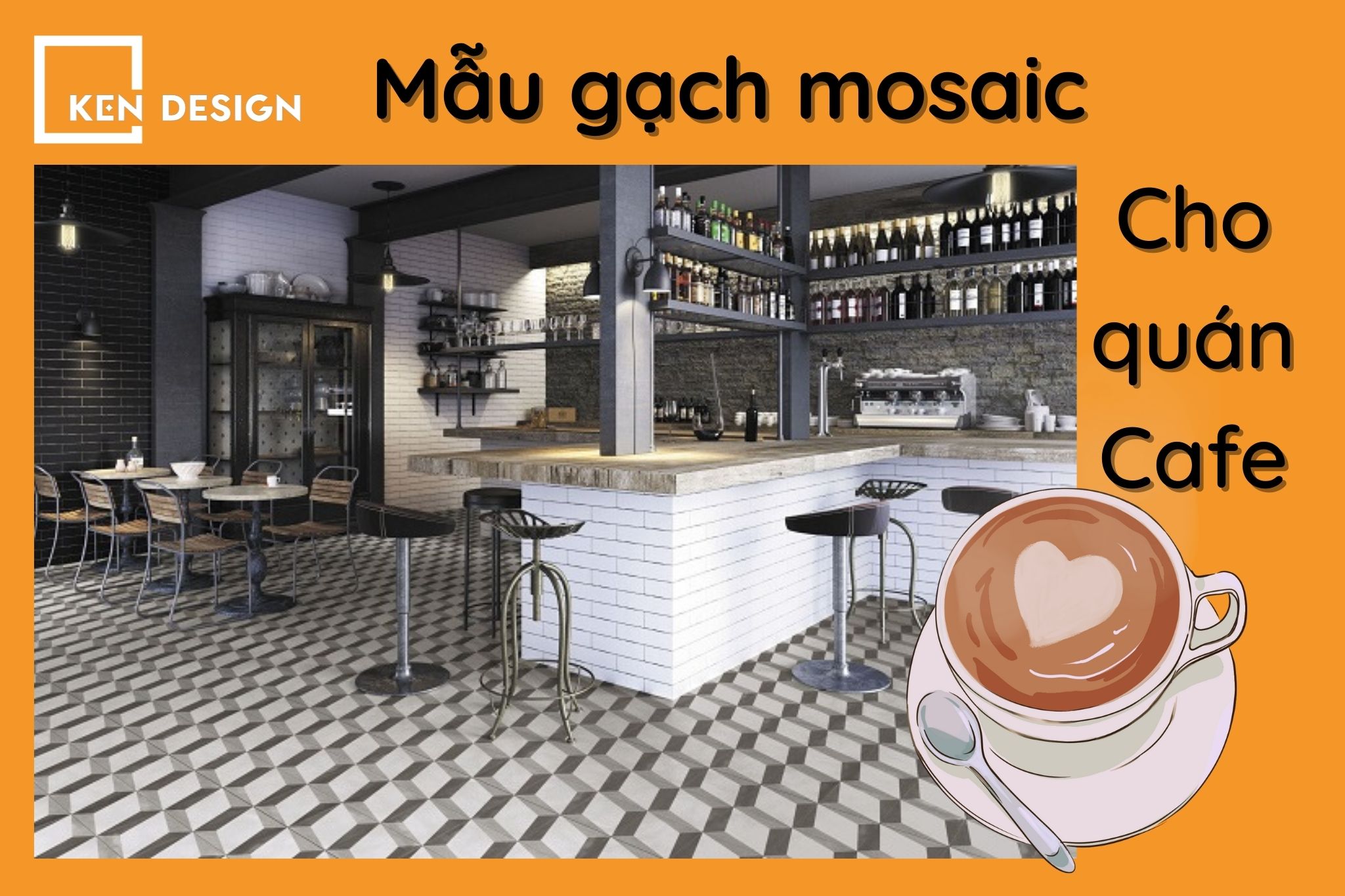 Mẫu gạch Mosaic cho quán cafe