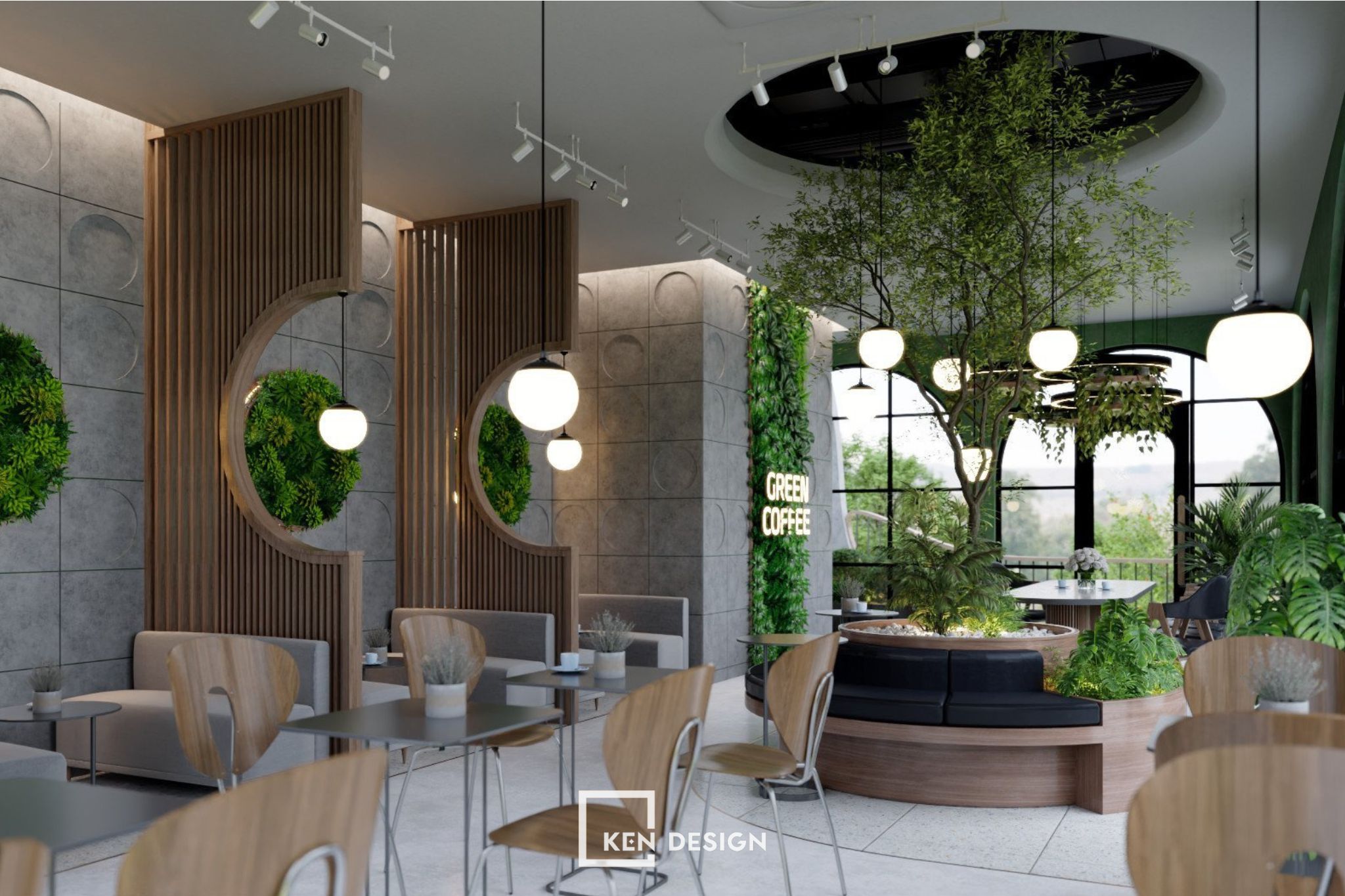 Thiết kế quán cafe Green Coffee