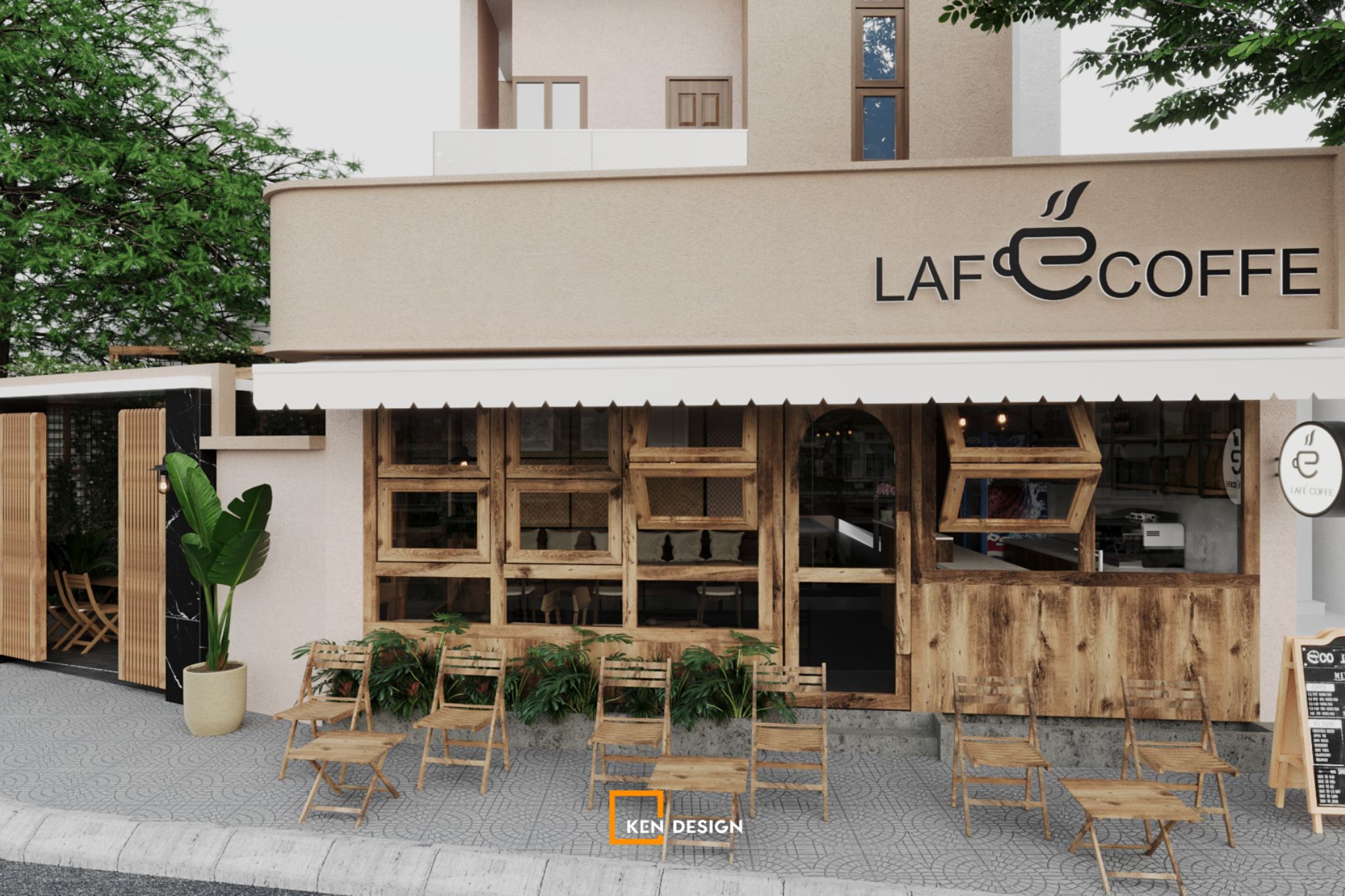 mẫu thiết kế quán cafe 2 mặt tiền