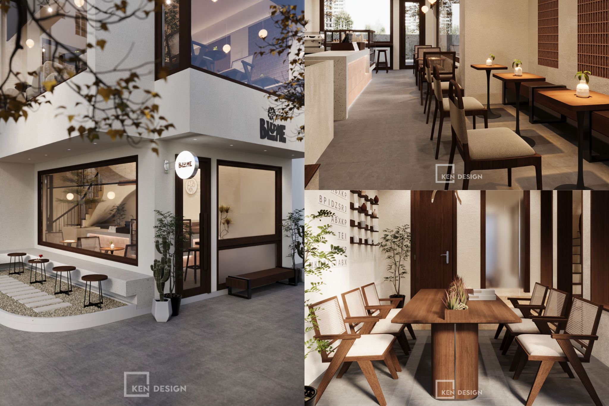 mẫu thiết kế quán cafe 2 mặt tiền
