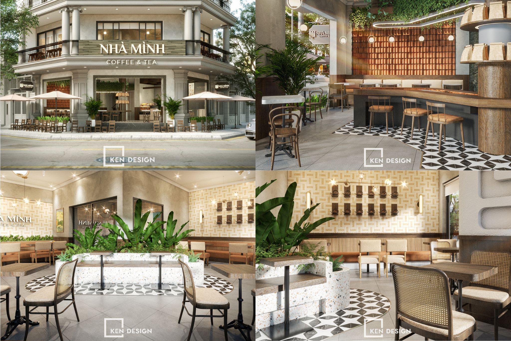 mẫu thiết kế quán cafe 2 mặt tiền