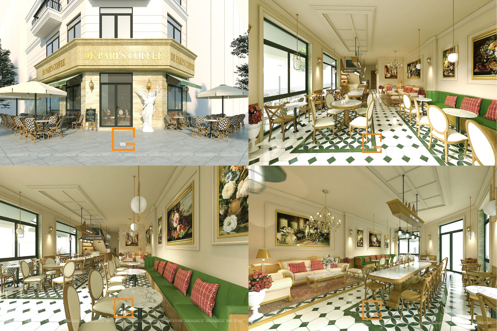 mẫu thiết kế quán cafe 2 mặt tiền