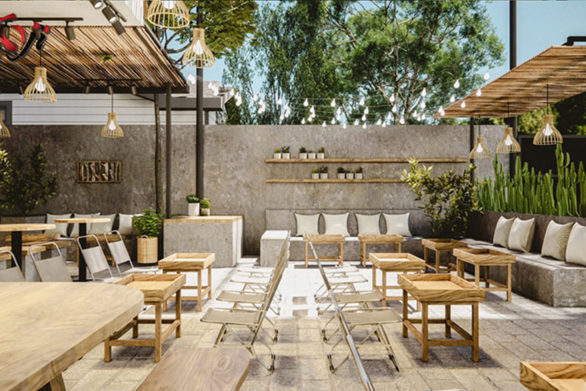 xu hướng thiết kế quán cafe sân vườn
