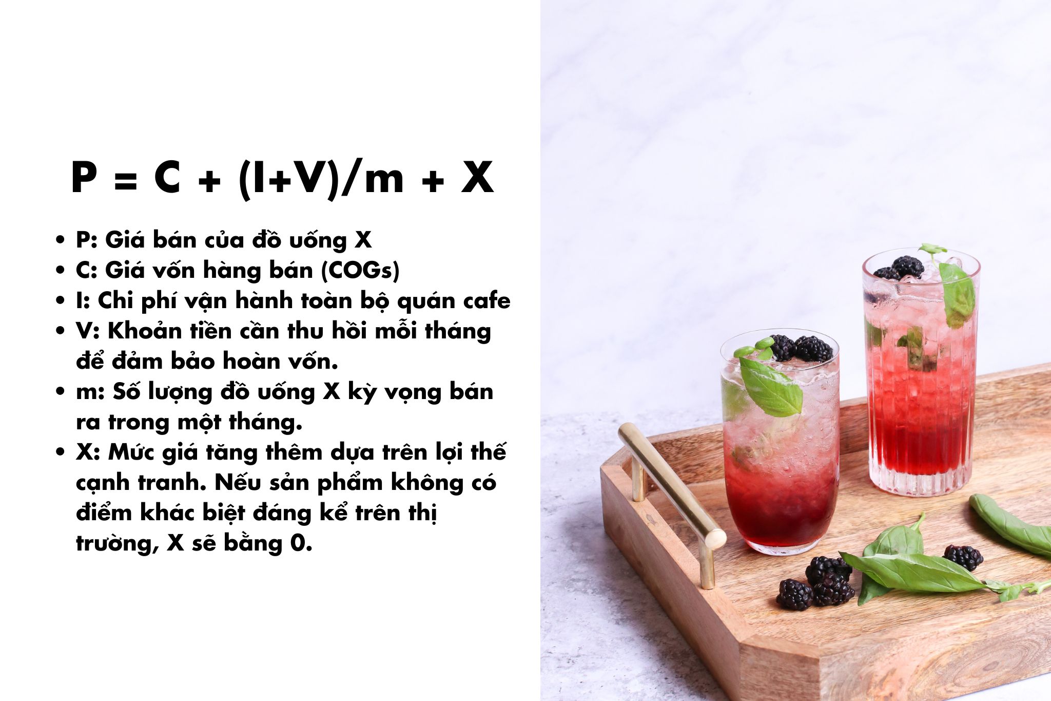 tính giá cost đồ uống