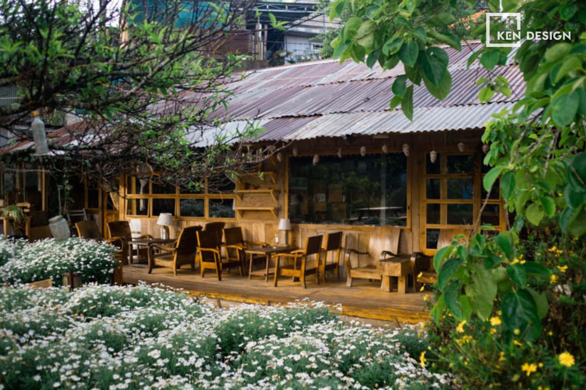 mô hình quán cafe sân vườn