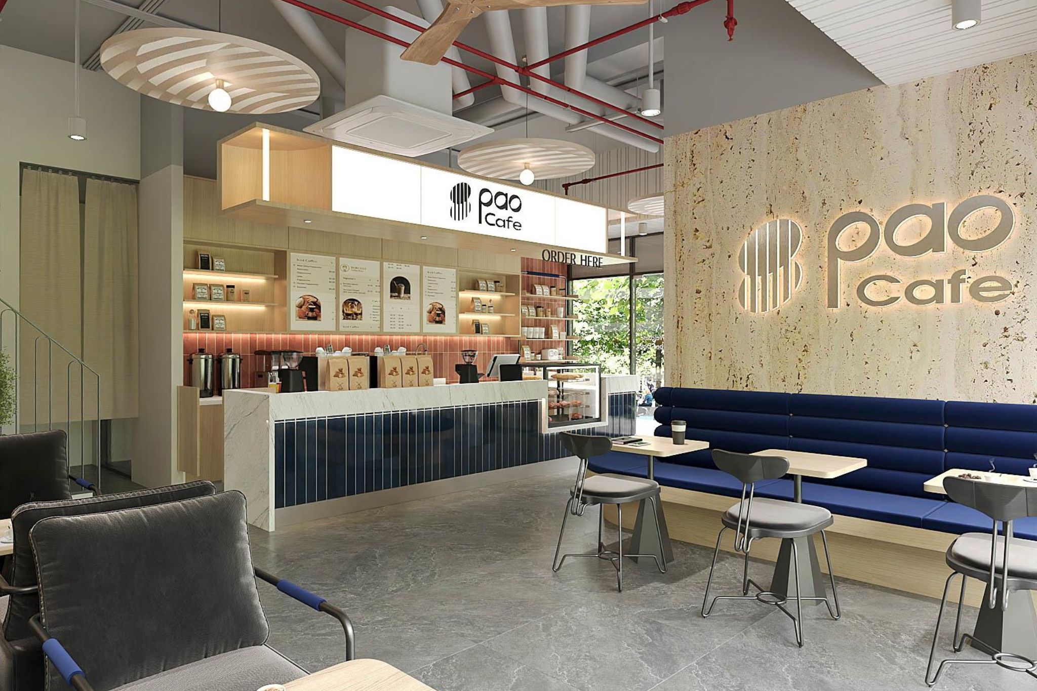 Kinh nghiệm thiết kế quán cafe Pao tại Vinhome: Tối ưu 500 triệu cho 160m2